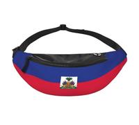Marsupio con bandiera di Haiti - Marsupio per viaggi, corsa e mani libere | Poliestere resistente. Cinghia regolabile. Tasca per telefono. Ideale per i viaggi.