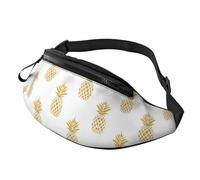 Marsupio con bandiera di Porto Rico per uomo e donna, borsa da petto regolabile alla moda, borsa da viaggio per sport e passeggiate, Sfondo D'ananas Oro, Taglia unica