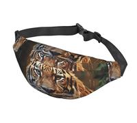 Marsupio con bandiera dipinta per donne e uomini, impermeabile, con cintura regolabile, borsa a tracolla casual da viaggio, per sport, corsa, ciclismo, Leopardo nel bosco, One Size