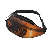 Marsupio con barca al crepuscolo, per uomo e donna, alla moda, regolabile, borsa a tracolla ovunque