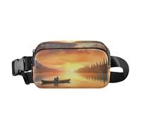 Marsupio con barca sul fiume al tramonto, marsupio per attività all'aperto, Multicolore, Taglia unica, casual
