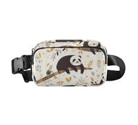 Marsupio con bradipo in stile cartone animato, nero e marrone, alla moda, per donne, uomini, adolescenti, multiuso, essenziale da viaggio, con cinghia regolabile, per viaggi, vacanze, corsa, bradipo