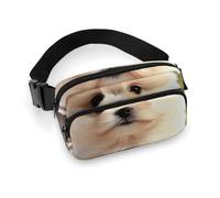 Marsupio con cane carino per donne e uomini, borsa casual regolabile per viaggi, sport, escursionismo, bianco, 20,1 x 13 cm, Bianco, 7.9x5.1inches