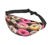 Marsupio con cane e tramonto, per donne e uomini, impermeabile, con cintura regolabile, borsa a tracolla casual, da viaggio, per sport, corsa, ciclismo, Diversi sapori di ciambelle, One Size