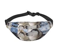 Marsupio con cani Husky, da uomo e da donna, alla moda, con tracolla regolabile, impermeabile, per viaggi, escursionismo, sport, nero, taglia unica, Nero , Taglia unica