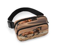 Marsupio con cavalli che corrono nel deserto tempesta Marsupio con cinghia regolabile Marsupio alla moda per sport all'aria aperta escursionismo, bianco, 20 x 13 cm, marsupio stampato completo