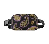 Marsupio con cerniera alla moda retrò fiore paisley oro rosso trendy per uomo donna versatile con cinturino regolabile per viaggi corsa escursionismo bolso de lado para, retro moda fiore paisley oro