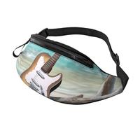 Marsupio con chitarra sulla spiaggia, unisex, impermeabile, sportivo, alla moda, borsa a tracolla con tracolla regolabile, grande borsa a tracolla per viaggi ed escursioni