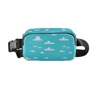 Marsupio con cielo blu con nuvole bianche, elegante marsupio per donne e uomini, grande capacità, portafoglio da viaggio con cinturino regolabile per allenamento, corsa, escursionismo, Cielo blu del
