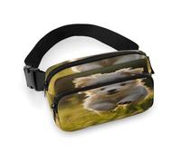 Marsupio con cinghia regolabile, alla moda, per sport all'aria aperta, escursionismo, bianco, 20 x 13 cm, con stampa completa