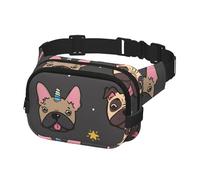 Marsupio con cinghia regolabile per viaggi, passeggiate, corsa, escursionismo, ciclismo, carlini e bulldog francesi con corno di unicorno