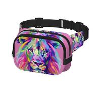 Marsupio con cinghia regolabile per viaggi, passeggiate, corsa, escursionismo, ciclismo, testa di leone, Multicolore, Taglia unica, Cintura per soldi