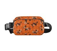 Marsupio con conchiglie di diverse forme e stelle marine, unisex, alla moda, per viaggi, vacanze, corsa, Arancione e Nero Buffalo Check, 1 Size
