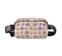 Marsupio con coniglietto pasquale, rosa, unisex, unisex, per allenamento, corsa, escursionismo, Mandala decorato con elefanti colorati, 1 Size