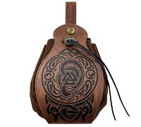Marsupio Con Coulisse In Rilievo Viking Valknut - Uomo Donna Rinascimento Marsupio In Pelle Appendibile - Marsupio Vintage Nordico Accessori Per Costumi Cosplay(Brown)