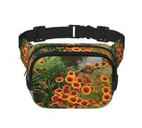 Marsupio con crisantemo celeste (1) unisex regolabile in vita, quadrato, doppio strato, per attività all'aperto, viaggi, corsa, escursionismo, Nero , Taglia unica