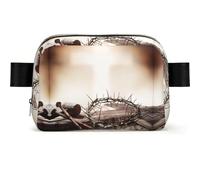 Marsupio con croce e corona di spine, unisex, impermeabile, tracolla regolabile
