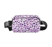 Marsupio con cuore viola viola elegante per donne e uomini impermeabile borsa a tracolla accessorio da viaggio con tracolla regolabile per viaggi, shopping, corsa