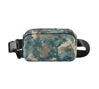 Marsupio con cuori colorati arcobaleno alla moda per donne uomini adolescenti borsa a tracolla multiuso accessorio da viaggio, Camuffamento Militare Verde Acqua, 1 size