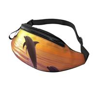 Marsupio con delfini al tramonto per uomo donna borsa a tracolla marsupio impermeabile sport marsupio outdoor hip pack