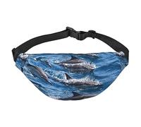 Marsupio con delfini nel mare, per donne e uomini, impermeabile, alla moda, per viaggi, sport, escursionismo, nero, taglia unica, Nero , Taglia unica