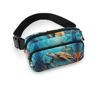 Marsupio con delfini tartaruga marina barriera corallina per donne uomini marsupio marsupio regolabile borsa casual per viaggi sport escursionismo, bianco, 20,1 x 13 cm, bianco, 7.9x5.1inches