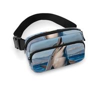 Marsupio con delfino carino per donne e uomini, marsupio regolabile casual per viaggi, sport, escursionismo, bianco, 20,1 x 13 cm, Bianco, 7.9x5.1inches