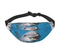 Marsupio con delfino con sorriso per uomo e donna, alla moda, borsa a tracolla con tracolla regolabile, impermeabile, per viaggi, escursionismo, sport, nero, uno, Nero , Taglia unica