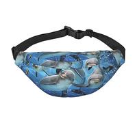 Marsupio con delfino nella barriera corallina, per donne e uomini, impermeabile, alla moda, per viaggi, sport, escursionismo, nero, taglia unica, Nero , Taglia unica