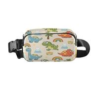Marsupio con dinosauro con arcobaleno e vulcano, alla moda, per uomo e donna, impermeabile, con cinghia regolabile