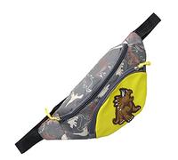 Marsupio con dinosauro in stile cartone animato, piccolo marsupio, marsupio per telefono con cintura regolabile per bambini, sport, corsa, campeggio, viaggi, campeggio, Giallo, Classico