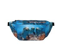 Marsupio con divertente delfino che ti guarda, borsa a tracolla regolabile per uomini e donne, corsa, escursionismo, arrampicata, palestra, cyclette, ecc., Nero , Taglia unica