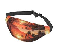 Marsupio con due farfalle e funghi, per donne e uomini, impermeabile, con cintura regolabile, borsa a tracolla casual, da viaggio, per sport, corsa, ciclismo, Tramonto Con Palme, One Size