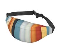 Marsupio con due farfalle e funghi, per donne e uomini, impermeabile, con cintura regolabile, borsa a tracolla casual, da viaggio, per sport, corsa, ciclismo, Disposizione a strisce, One Size