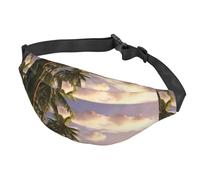 Marsupio con due farfalle e funghi, per donne e uomini, impermeabile, con cintura regolabile, borsa a tracolla casual, da viaggio, per sport, corsa, ciclismo, Ci sono palme e alberi, One Size