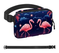 Marsupio con due fenicotteri rosa stellati 731, per uomini e donne, marsupio con tracolla regolabile, alla moda, borsa a tracolla ovunque, per viaggi all'aperto, corsa, escursionismo, multicolore,