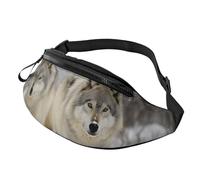 Marsupio con due lupi che camminano nella neve, unisex, impermeabile, sportivo, alla moda, con cinghia regolabile, grande borsa a tracolla per viaggi ed escursioni