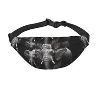 Marsupio con elefante grigio 3D per uomo e donna, alla moda, borsa a tracolla con tracolla regolabile, impermeabile, per viaggi, escursionismo, sport, nero, taglia unica, Nero , Taglia unica