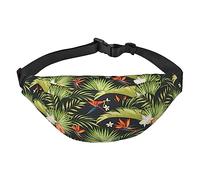 Marsupio con elefanti della giungla tropicale, bohémien, foglie, fiori, marsupio regolabile in vita, zaino a tracolla per uomo e donna, per viaggi, escursionismo, ciclismo, corsa, Motivo 1, Taglia