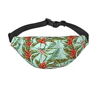 Marsupio con elefanti della giungla tropicale, bohémien, foglie, fiori, marsupio regolabile in vita, zaino a tracolla per uomo e donna, per viaggi, escursionismo, ciclismo, corsa, Motivo 2, Taglia