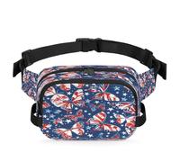 Marsupio con farfalla per il 4 luglio americano, multifunzione, per viaggi, sport, corsa, marsupio, borsa da cintura, per donne, uomini, bambini, ragazze e ragazzi, Colore, XL, Organizer per borse