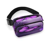 Marsupio con farfalla viola, con cinghia regolabile, alla moda, per sport all'aria aperta, escursionismo