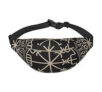 Marsupio con farfalle bianche e dorate nere, adatto per sport, corsa, viaggi, attività all'aperto, unisex da uomo e da donna, Bussola di Rune Norse Design Magico, Taglia unica, Zaino da bici