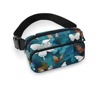 Marsupio con farfalle bianche per donne e uomini, borsa casual regolabile per viaggi, sport, escursionismo, bianco, 20,1 x 13 cm, Bianco, 7.9x5.1inches