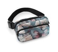 Marsupio con farfalle che volano, per donne e uomini, impermeabile, con cintura regolabile, borsa a tracolla casual, da viaggio, per sport, corsa, ciclismo, bianco, 20 x 13 cm, marsupio, Bianco,