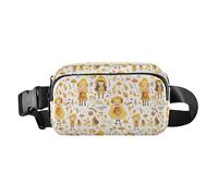 Marsupio con farfalle e dente di leone con farfalle dorate, mini marsupio con cinghia regolabile per viaggi e shopping, Autunno Gnomi Foglie Gialle Bacche Vintage, 1 Size