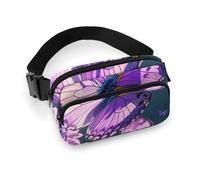 Marsupio con farfalle viola per donne e uomini, borsa casual regolabile per viaggi, sport, escursionismo, bianco, 20 x 13 cm, bianco, 7.9x5.1inches