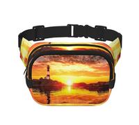 Marsupio con faro al tramonto, unisex, alla moda, per allenamento, corsa, viaggi, escursionismo, Nero, One Size