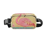Marsupio con fenicottero e fiume carino, per uomini e donne, piccola borsa a tracolla con tracolla regolabile per lo shopping, lo sport, il lavoro, cartone animato, fenicottero fiume, 1 size