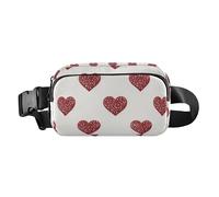 Marsupio con finti cuori glitterati bianchi alla moda per uomo e donna, resistente all'acqua, con tracolla regolabile, per viaggi, palestra, lavoro